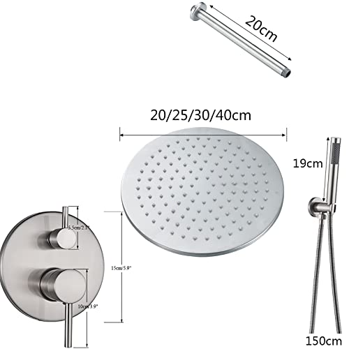 Ensemble de douche en laiton avec souchette de douche pluviale et mitigeur mural complet - 6