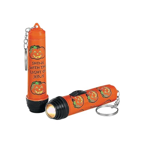 Fun Express - Religious Pumpkin Flashlight Key Chain for Halloween