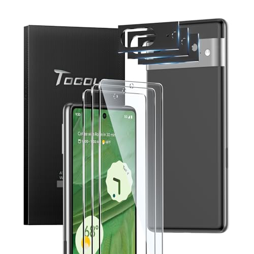 TOCOL 3 Pack for Google Pixel 7 - Tempered Glass Screen Protector & Glass Camera Lens Protector 10X Military Shatterproof [Alignment Tool] [Fingerprint Unlock]