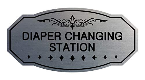 Signs Bylita Victorian Diaper Changing Station Sign(Brushed Silver) - Small #TOP5