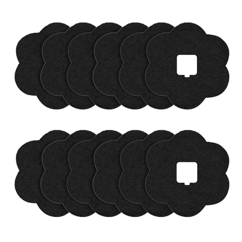 ENLOY 7.2 Inch Universal Trash Can Charcoal Filters Replacements, 12-Pack Flower Shape Stick-on Activated Charcoal, Absorbing Filters Purifying Deodorizer for Compost Bin Pail, Trash Cans, Recycle Bin