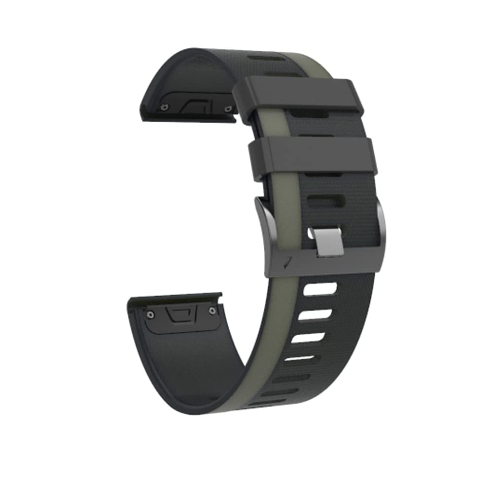 Bracelet 22mm pour Garmin Fenix 6 Pro et 7 en nylon tressé noir et vert armée
