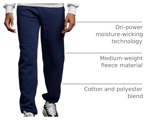 Image of Russell Athletic Men's Dri Power Fleece Elastic Bottom Sweatpants, Relaxed Fit, Moisture Wicking, with or Without Pockets
