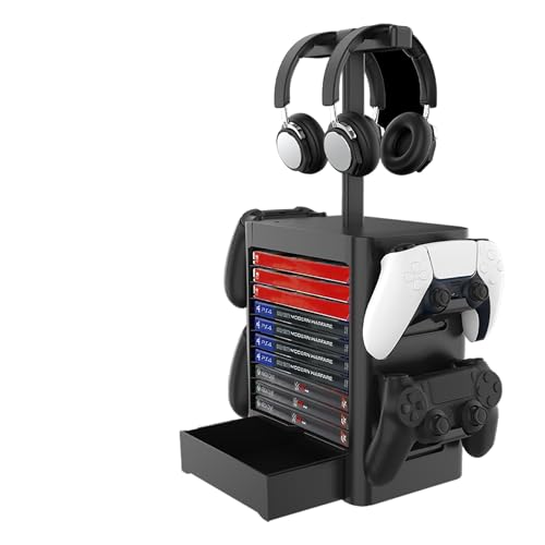 NCONCO Game Storage Torre Soporte para PS5, PS5 Handle Headset Multifuncional Storage Rack Torre Puede 10 Discos de Juego, 4 Controladores, 2 Auriculares, etc, Compatible con PS5/PS4/Xbox One/Switch NCONCO Game Storage Torre Soporte para PS5, PS5 Handle Headset Multifuncional Storage Rack Torre Puede 10 Discos de Juego, 4 Controladores, 2 Auriculares, etc, Compatible con PS5/PS4/Xbox One/Switch