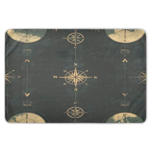 BOESI Doodle Compass Pattern Waterproof Pads for Bedwetting and Incontinence, Reusable Pads, Reusable Diaper Pads for Bed, Sofa, Travel