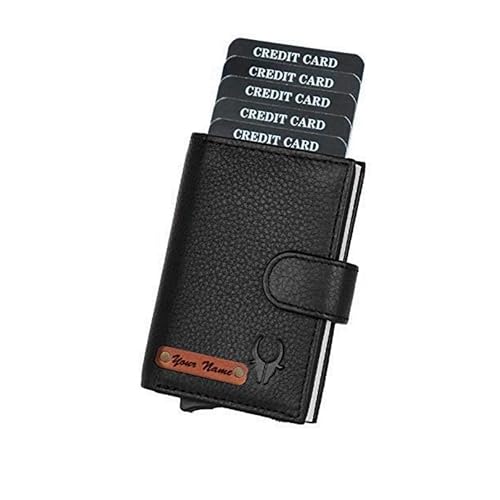 Image of WildHorn customised Gifts for Men | Personalized Leather Wallet for Mens -Name /Logo Printed on Wallet I Unique Gift for Men Boy Love Husband Employees Clients