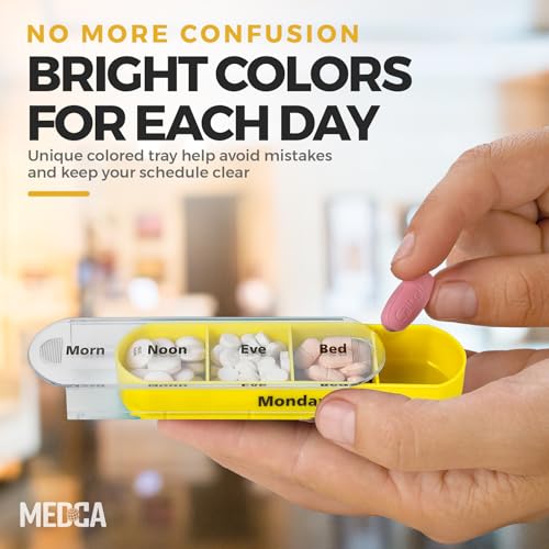 Image of MEDca Weekly Pill Organizer, Four Times-a-Day, 1 Dispenser with Stackable AM /PM Compartments