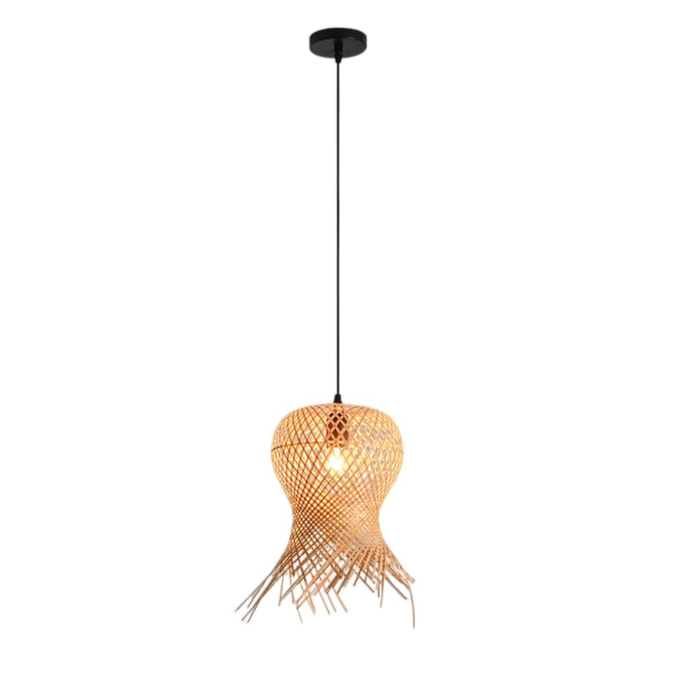 Lámpara colgante de ratán rústico con diseño de cesta tejida en bambú de 1/3/5 luces