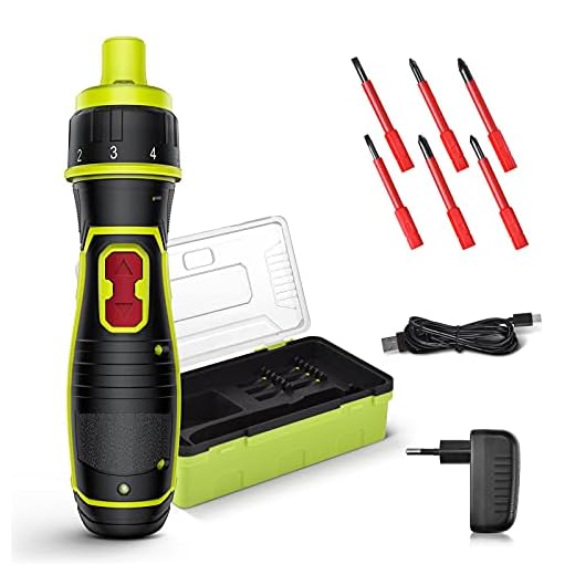 Insulated Screwdriver Set -0.4- 8Nm Electric Cordless Screwdriver 4V Power Electric Screwdriver with Rechargeable Battery, LED Lights, 6 Torque Setting, Insulated Screw Bits, Fast-Charging USB in Kit