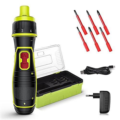 Insulated Screwdriver Set - 8Nm MAX Electric Cordless Screwdriver 4V Power Electric Screwdriver with Rechargeable Battery, LED Lights, 6 Torque Setting, Insulated Screw Bits, Fast-Charging USB in Kit