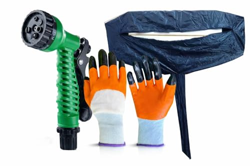 Image of Split AC Cleaning Kit Waterproof Service Cover with Drain Pipe, Cut Resistant Gloves & Adjustable Water Spray Gun | Best for Home & Professional Use | Compatible with 1-2 Ton AC (48 Inches)