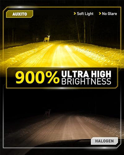 Image of AUXITO H11 H8 H16 LED Yellow Fog Light Bulbs, 3000K Amber Yellow Light, 900% Brightness, Truly Mini Size Fog Lights Replacement for Cars, Play and Plug (Pack of 2)