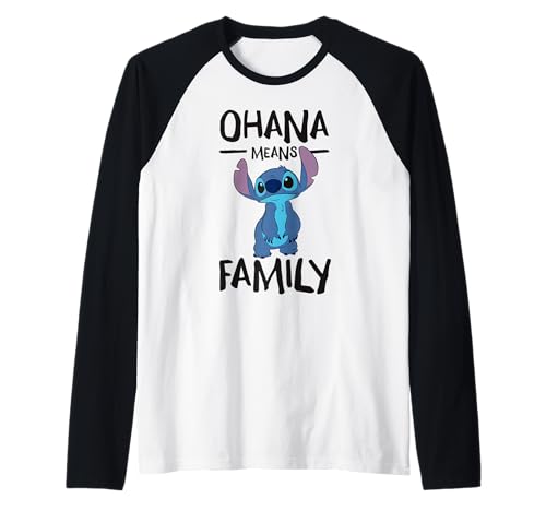 T-shirt Stitch Raglan Ohana Disney style baseball bicolore pour adulte