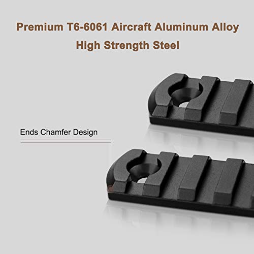 Single Picatinny Aluminum Accessory Rail Set for Mlock 3 5 7 9 11 13 Slots with 13 T-Nuts & Screws, 6 Allen Wrench-Rounded Corner
