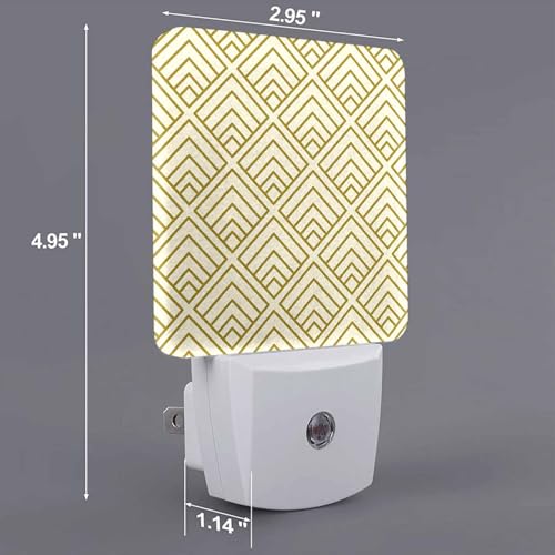 Image of LED Night Light,Triangle Geometry Luxury Color Texture Grid LED Night Light Plug into Wall with Dusk to Dawn Light Sensor White Energy Efficient Nightlight for Bedroom Hallway Kitchen