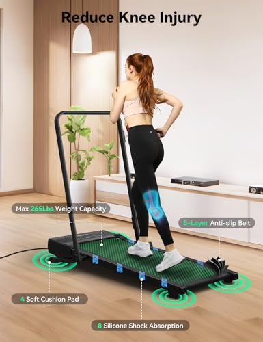 Image of FelFast Walking Pad Treadmill, 12% 5-Level Auto Incline, 2-in-1 Under Desk Foldable w /Remote Control, 12 HIIT Mode, 265 Lbs, 7.6 MPH Max, Portable Treadmill for Office Home