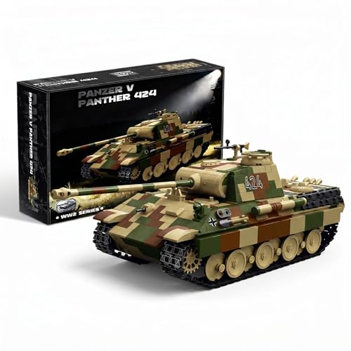 InhawBrick WW2 Panther 424 Panzer V Model Kit, Military Tank Building Blocks, 1675 PCS Military Heavy Tank Set, Compatible with All Major Brands, White German War Vehicle Collectible for Adults Teens