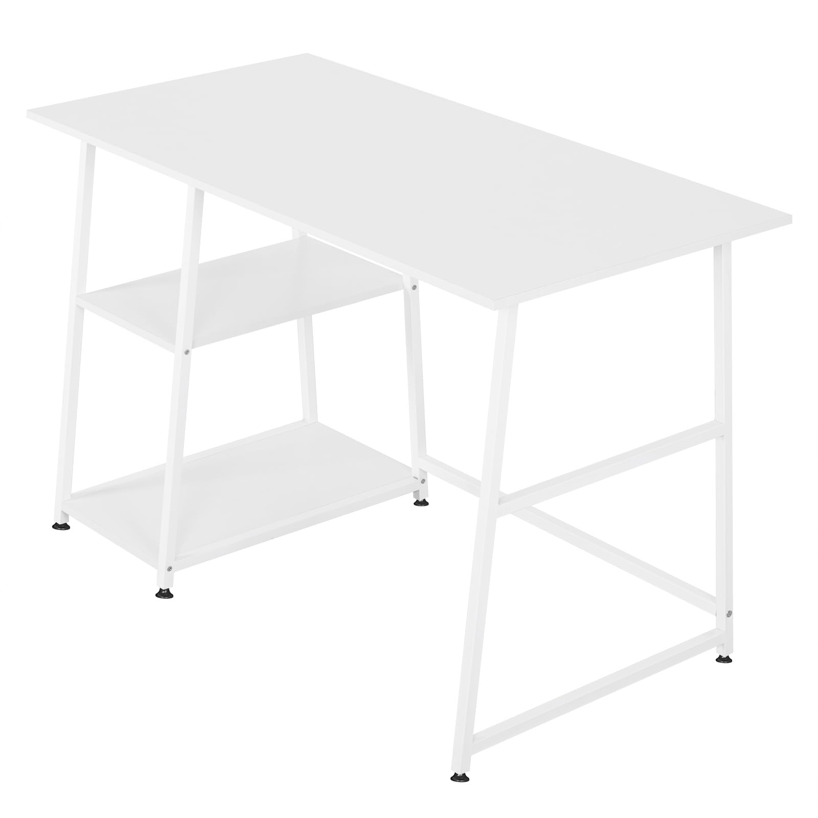 WOLTU Schreibtisch Weiß mit 2 Reversible Ablagen, Computertisch mit 2 Regal, 120x60cm, Bürotisch Arbeitstisch PC Laptop Tisch, fürs Büro, Wohnzimmer, TSB33ws