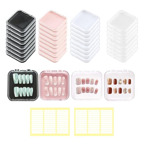 Image of Press On Nail Storage Boxes, 36 PCS Clear Plastic Organizer 3 inch x 3 inch with Adhesive Tabs for Nail Display, Artificial Nails, Jewelry and Small Crafts