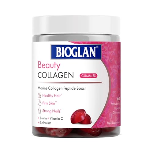 Bioglan Collagen Gummies | 1000mg | Hydrolysed Marine Collagen | Biotin | Selenium & Vitamin C | Strawberry Flavoured |...
