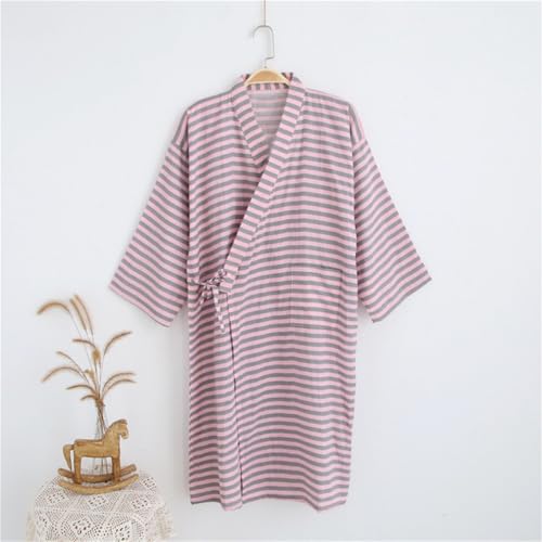 Image of SIQITECHNO Men Kimono Robe Cotton Yukata Spa Sauna Bathrobe Sleepwear Japanese Kimono for Women Loungewear Nightgown Dressing