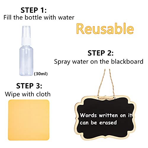 24 Pcs Reusable Mini Wood Chalkboards With Hanging String Erasable, Double-Sided Blackboard For Message Board Signs, Weddings Place Cards, Birthday Parties, Table Numbers, Plants #TOP1