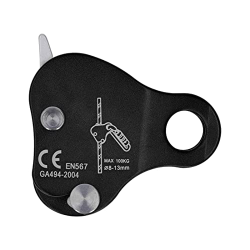 HERCHR Climbing Ascender, Fall Protection Belay Device Self Locking Ascender Riser Adjuster for 8‑13mm Rope Grab Clamp for Rock Climbing, Rappelling, Mountaineering, Arborist, Rescue (Black)