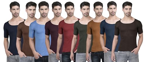 Image of Dollar Lehar Men Combed Cotton Round Neck with Sleeve Vest -Colour May Vary