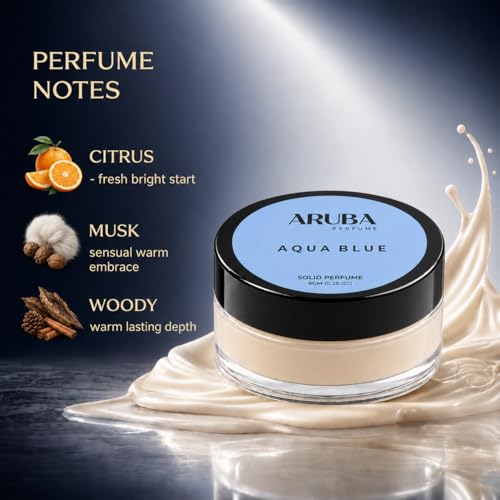Image of Alcohol Free Aqua Blue Solid Perfumes | Wax Perfumes for Men & Women | Cologne | Strong & Lasting Fragrance | Gifting Pack for Him & Her