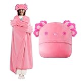 Mewaii Ultimate Softness Wearable Axolotl Blanket Hoodie – Expertly Designed for American Body,Full Coverage with Easy Movement,Oversized Warm and Cozy Flannel Blanket, Axolotl Gift for Women and Men