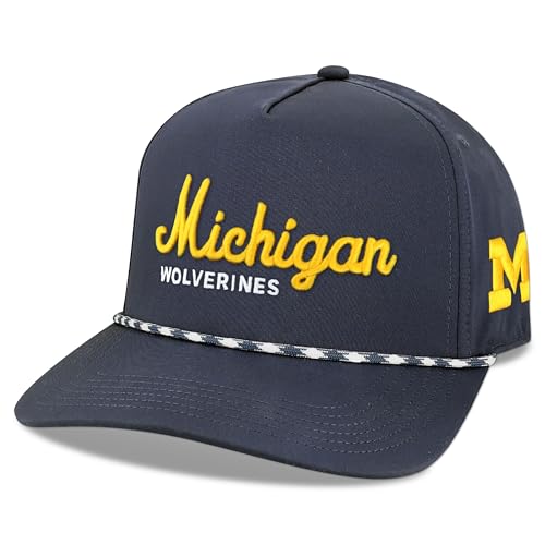 Legacy Ncaa Officially Licensed Rope Hat, Michigan Wolverines, Lightweight Cap For Men &Amp; Women, Caddy Adjustable (Caddy), Navy, One Size Fits Most, Snapback Closure