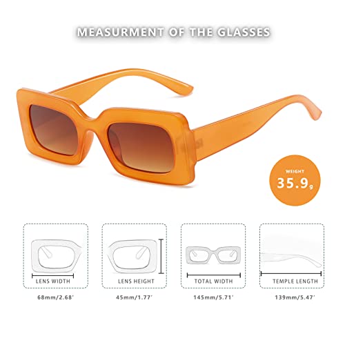 LASPOR Vintage 90s Rectangle Sunglasses Trendy Nude Square Sunglasses for Women Men2