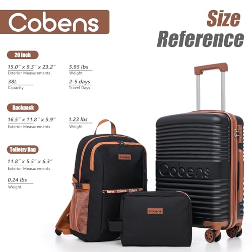 Image of Carry on Luggage 22x14x9 Airline Approved, Suitcases with Wheels Hardshell, Lightweight Hardside Luggage Set with TSA Lock, 20Inch Black Carry on Suitcase