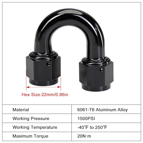 Image of EVIL ENERGY 8AN Female to 8AN Female 180 Degree Swivel Coupler Union Fitting Adapter Aluminum Black