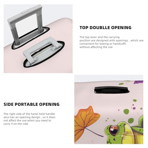 Travel Luggage Cover Leaves and frog Suitcase Protector Elastic Washable Stretch Suitcase Protector Anti-Scratch Travel Suitcase Cover Fit 18-32 Inch Luggage4