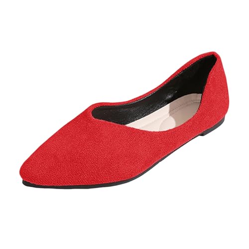 Women's Comfortable Slip On Casual Shoes Low Heel Ballet Flat Pointed Toe Versatile Everyday Wear