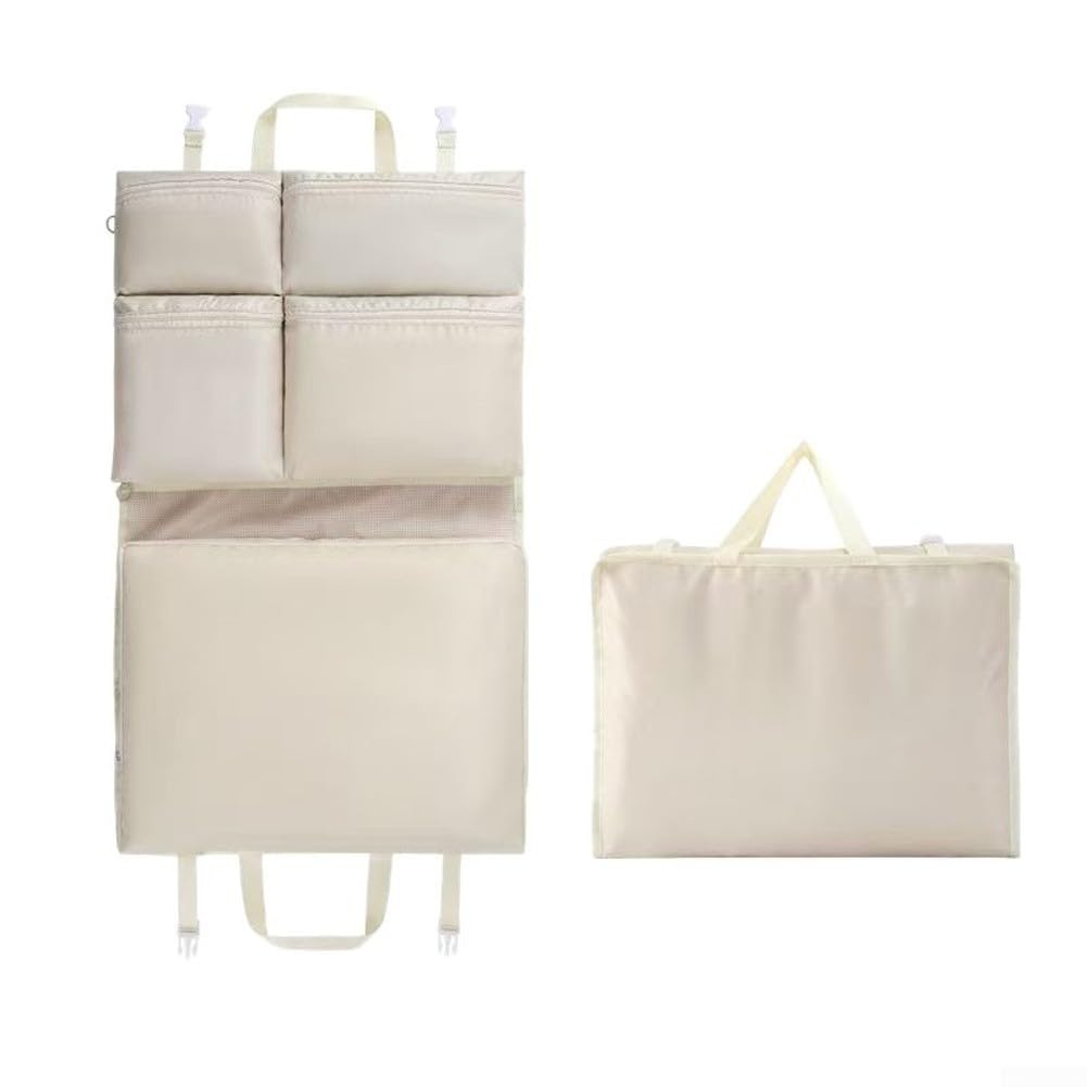 Borsa portaoggetti da viaggio 6 in 1, organizer con maniglia per valigia, grande capacità, in poliestere (rosa otto)
