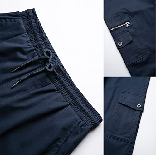 Image of THWEI Mens Cargo Pants Casual Drawstring Athletic Jogger Sports Outdoor Trousers