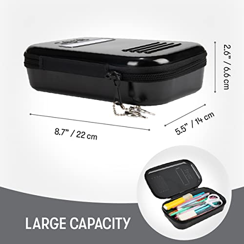 Image of ZIPIT Lock Pencil Case for Kids | Lockable Tin Box for School and Office | Black Pencil Box | Large Capacity Pencil Pouch (Black)