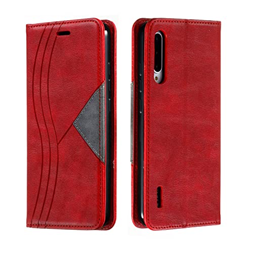 Repuled Funda para Xiaomi Mi A3 / CC9E, Carcasa Libro Tapa Silicona Bumper Cuero Cartera Case Billetera Flip Cierre Magnético Leather Soporte Wallet Antigolpes Cover para Xiaomi Mi A3 / CC9E (Rojo)