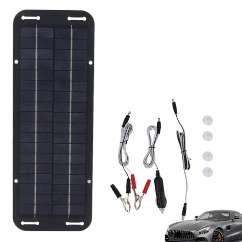 Cargador solar – 12/24 V, 20 W, 1 A | Cargador solar cargador de mantenimiento, cargador impermeable para mantenimiento de batería | para baterías de coche, camión, barco, caravana, mot