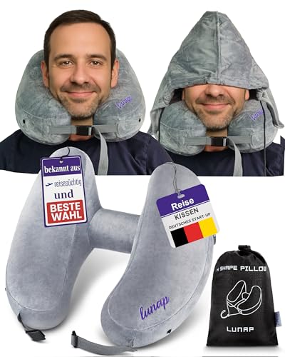 lunap Nackenkissen Flugzeug aufblasbar GRÖßE L Nackenkissen Aufblasbar mit Kapuze |...