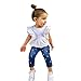 MRURIC Baby Kleidung Set,Kleinkind Kinder Baby mädchen Outfits solide t-Shirt Tops + Perle Denim Hose Jeans, Sommer Kurzarm Strampler Overall Tops Outfits Spielanzug Set Bekleidungssets