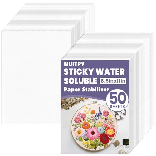 50 Sheets 8.5in x 11in Water Soluble Stabilizer for Embroidery
