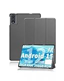 Schutzhülle für QDDQ TAB9/JJGJ TAB9/SVITOO P108 Android 15 Tablet 12 Zoll, yystao Dünner Ständer mit Dreifachfaltdesign, Harter Hulle kompatibel mit QDDQ TAB9/JJGJ TAB9/SVITOO P108, Grau