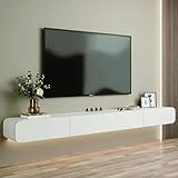 Ahtadums Solid wood Floating TV Stand, With 2 drawers floating tv cabinet, Floating tv unit wall mounted, completely assembled living room wall mounted tv unit (White, 140cm)
