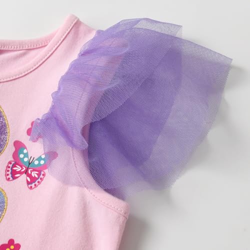 DXTON Girls Summer Dresses Tutu Short Sleeve Party Casual Outfits Tulle Dress 3-12 Years4