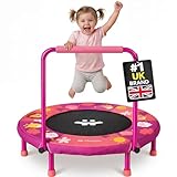 Happin® 36" Kids Trampoline, Foldable Mini Toddler trampoline Ages 2-6 with Adjustable Handle, Noise-Free Small Trampolines for Kids with Safety Pad, Indoor & Outdoor