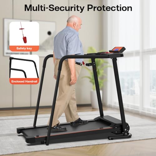 Image of Walking Treadmill for Home with Extended Handrails, 2.5 HP Foldable Treadmill for Seniors & Recovery, APP Control with 20 Virtual Tracks, 300 LBS Capacity, Portable for Small Spaces