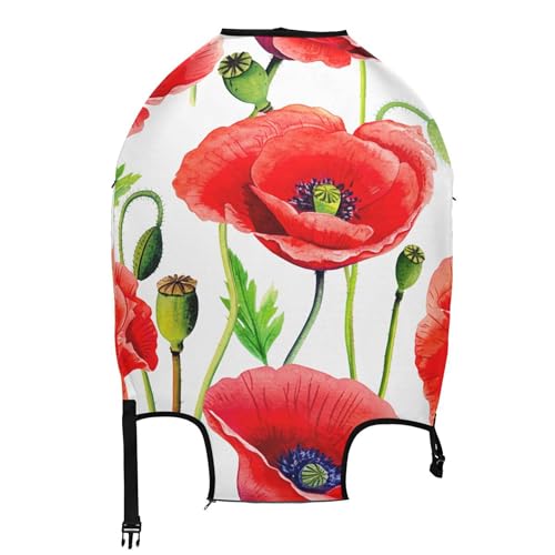 Joisal Cool Luggage Protector Suitcase Cover Custom Protection Vibrant Red Poppy Flowers Travel Accessories for Women, M, Fits 22-24 Inch Case2